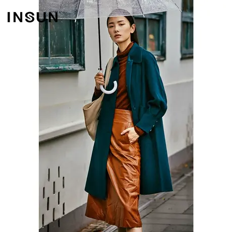 INSUN恩裳线上专选冬季双面呢100支精纺羊毛毛呢外套图片