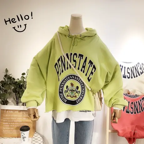 2020春韩国东大门ulzzang原宿风字母港风宽松BF休闲卫衣外套大码图片