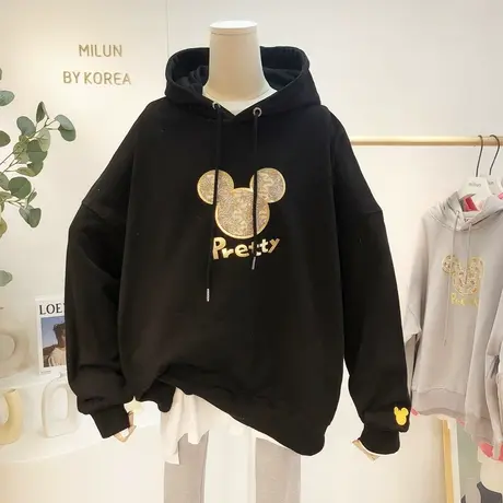 2022早春新款韩国东大门ins小众百搭连帽卫衣宽松大版洋气毛圈棉商品大图