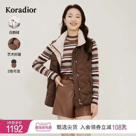珂莱蒂尔女装2023冬季新款通勤短款轻薄白鹅绒内搭羽绒服马甲外套图片