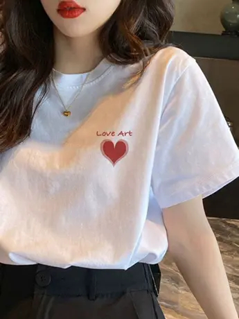 情侣装白色仿棉短袖t恤女夏季小众设计感复古港味chic正肩上衣服图片
