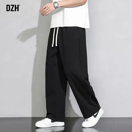 男士黑色卫裤男春夏直筒阔腿裤子2023新款潮流百搭运动裤宽松男裤商品大图