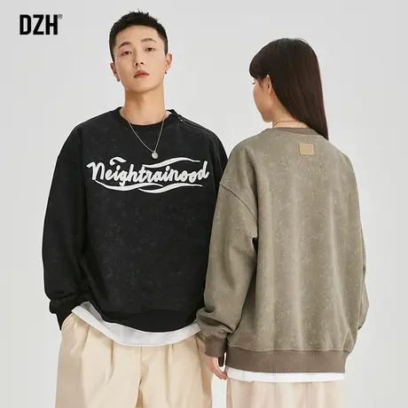 情侣秋季重磅卫衣男美式圆领潮牌长袖上衣2023新款男生外套无帽衫商品大图