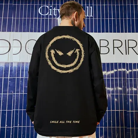 小恶魔oversize美式潮牌胖子男装加肥加大国潮宽松长袖T恤春夏季商品大图