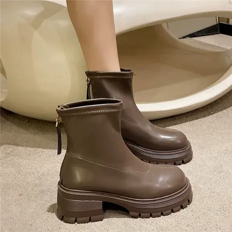 马丁靴女2024秋季新款瘦瘦靴厚底短靴切尔西靴子薄款百搭中筒靴子商品大图