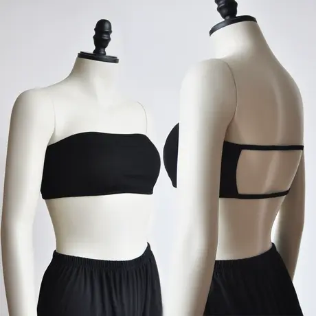 无肩带抹胸裹胸内衣带胸垫美背内衣文胸莫代尔黑色围胸胸罩防掉商品大图