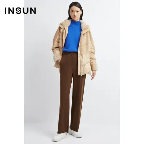 INSUN恩裳冬季水貂量感皮草拼接羽绒服商品大图