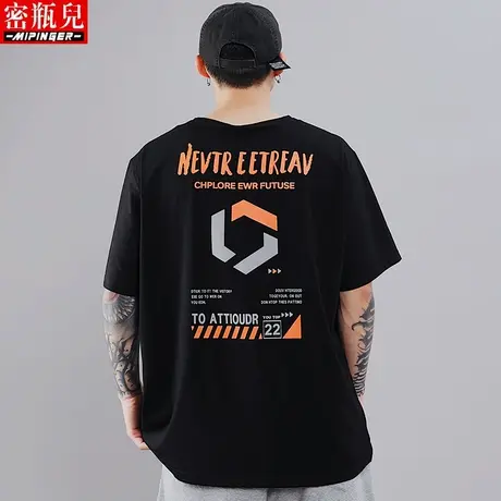 密瓶儿加肥加大肥佬短袖男宽松夏季男士潮流体恤上衣男胖子T恤男商品大图