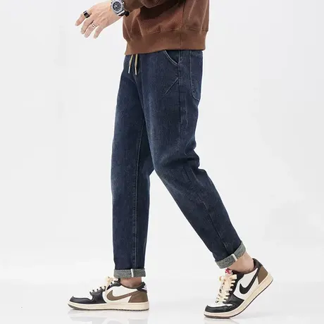 美式高街牛仔裤休闲潮流牛仔裤微哈小脚秋款牛仔裤子男款潮流男装商品大图