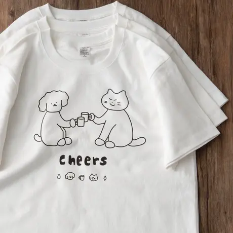 日系2024夏装新款美式复古卡通印花短袖t恤男女情侣款宽松潮流商品大图