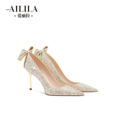 爱丽拉香槟色法式婚鞋女2024年春季禾秀婚纱两穿新娘高跟鞋不累脚图片