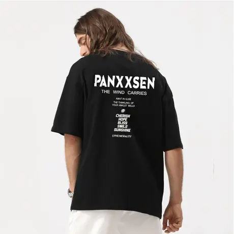 Ohlyah夏季青少年潮流宽松大码T恤男女同款重磅纯棉舒适印花体恤图片