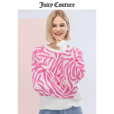 Juicy Couture橘滋美式春季新款圆领高腰动物纹毛织套头衫羊毛衫商品大图
