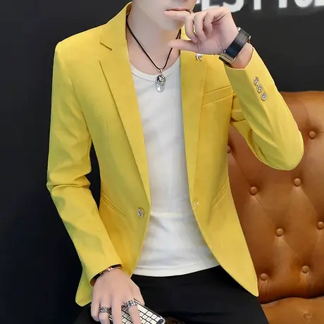 春秋季男士西装外套2023新款韩版夜场帅气修身小西服潮流百搭上衣商品大图