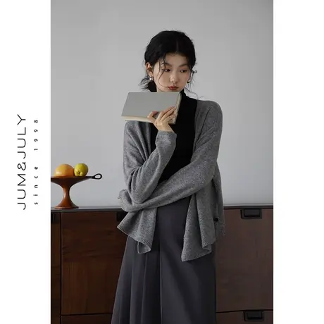 嘉茱莉2023秋季新款羊毛针织衫外套女薄款开衫针织上衣设计感小众商品大图