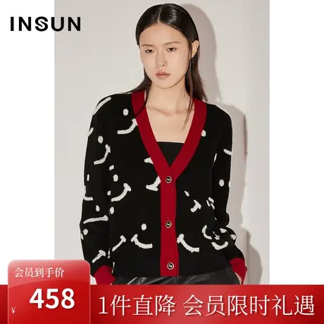 [美丽诺]恩裳COVER冬2022100%绵羊毛舒适保暖撞色针织衫开衫图片