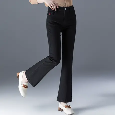 黑色微喇牛仔裤女2023年新款春季裤子春秋女裤高腰长裤显瘦喇叭裤图片