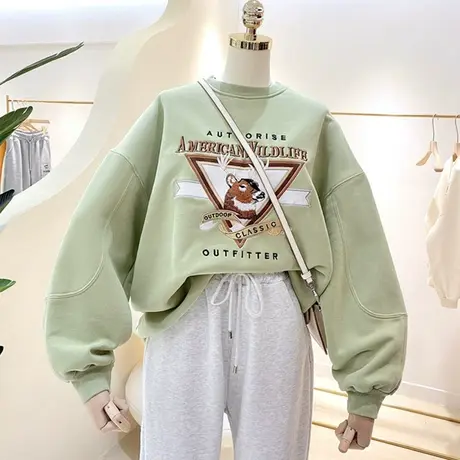 ulzzang卫衣女2020秋冬ins宽松韩版bf慵懒风加绒加厚oversize外套商品大图