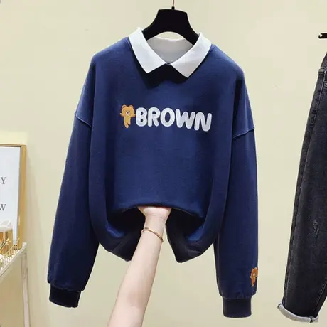 polo领卫衣女2023新款春秋小个子宽松美式复古上衣慵懒风薄款外套商品大图