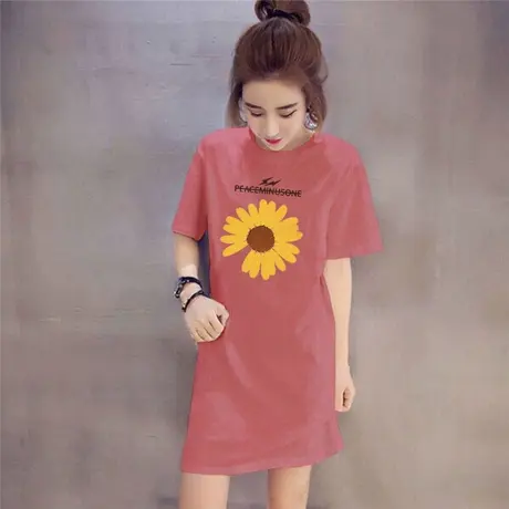 孕妇短袖t恤纯棉宽松夏季上衣韩版潮妈中长款孕妇装夏装连衣裙潮商品大图