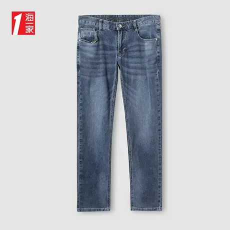 海一家时尚休闲长裤2023夏季新款舒适中腰简约青年男士牛仔裤商品大图