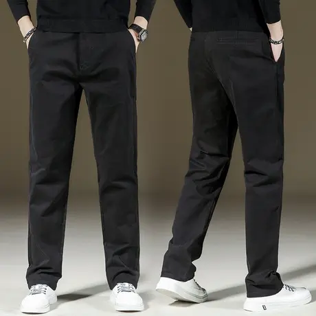 冬季款宽松休闲裤男弹力深裆高腰加肥加大码男士休闲长裤直筒胖子商品大图