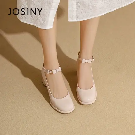 Josiny/卓诗尼公主鞋2023夏秋新款法式玛丽珍鞋蝴蝶一字带高跟鞋商品大图