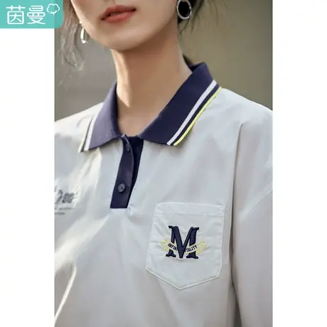 茵曼学院风翻领衬衣女2023夏季新款刺绣宽松显瘦休闲纯棉短袖上衣商品大图