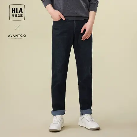 HLA/海澜之家合体直筒牛仔裤2023春秋新款轻商务水洗休闲裤子男商品大图