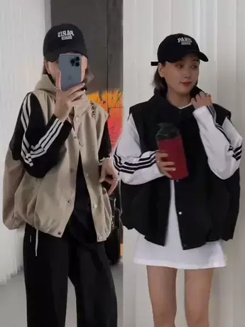 2023秋季新款美式连帽无袖坎肩外套女宽松马甲冲锋衣运动外搭上衣商品大图