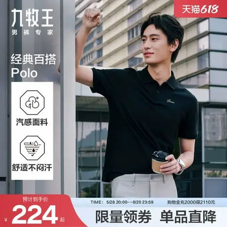 【父亲节礼物】九牧王男装25夏季新款耐磨经典百搭短袖POLO衫男士图片