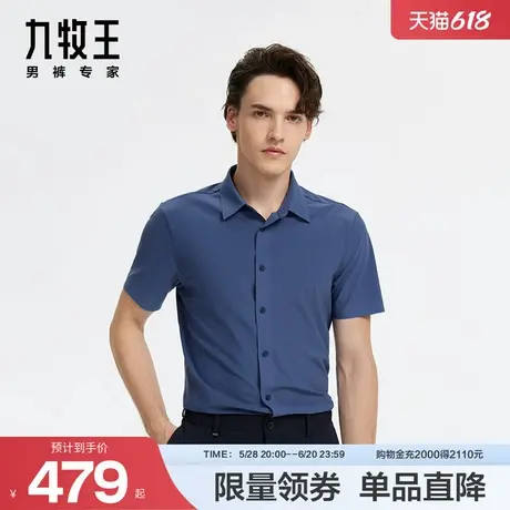 [商场同款]九牧王男装JC6D20617短袖衬衫24新品通勤舒适百搭上衣图片