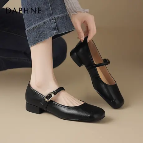 达芙妮单鞋女低跟2025新款通勤真皮玛丽珍鞋女士皮鞋法式女鞋春秋图片