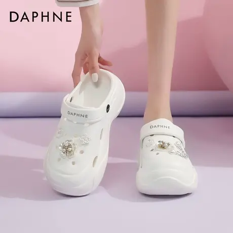 达芙妮厚底洞洞鞋女款2025新款夏季两穿凉拖鞋外穿云朵增高凉鞋子图片