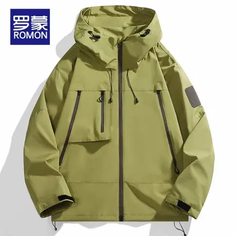 罗蒙冲锋衣外套男款秋季2025新款潮牌春秋户外工装连帽夹克登山服商品大图