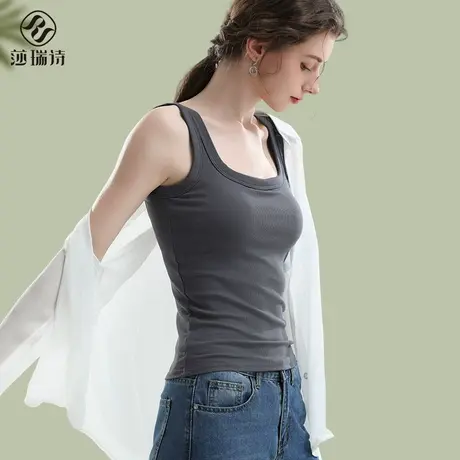 大U美背吊带内搭带胸垫背心女夏季外穿修身显瘦休闲运动打底上衣商品大图