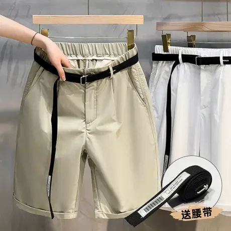 冰丝休闲短裤男夏季薄款潮牌宽松5分外穿大裤衩中裤白色五分裤潮商品大图