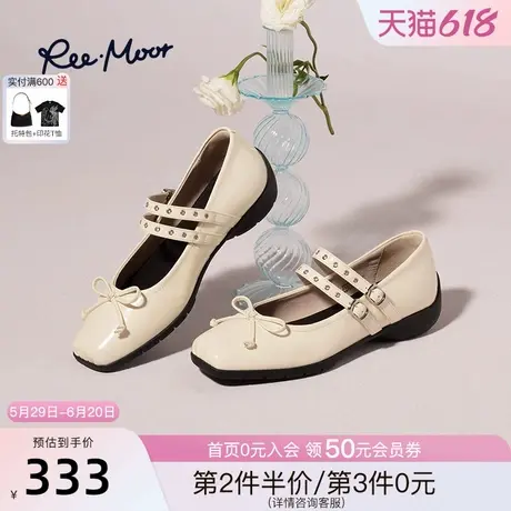 REEMOOR2025春夏新款复古玛丽珍鞋厚底舒适通勤蝴蝶结浅口单鞋女图片