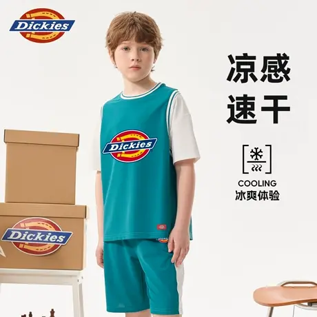 Dickies童装男童套装夏季儿童凉感速干运动篮球训练服男孩两件套A商品大图
