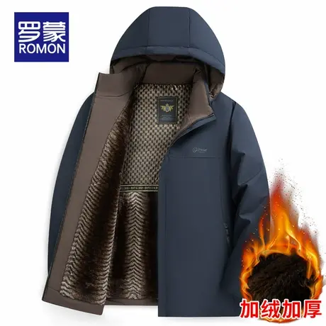 罗蒙中老年爸爸装连帽棉服外套男士冬季2025新款休闲加厚保暖棉衣图片