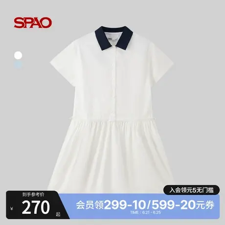 SPAO韩国同款2025年夏季新品女士撞色潮流时尚翻领易搭连衣裙图片