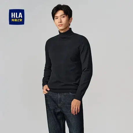 HLA/海澜之家休闲长袖针织衫2025秋冬新款高领套头修身毛衣男图片