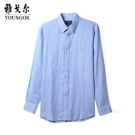 雅戈尔奥莱 商场同款男士长袖衬衫秋季新款官方商务汉麻长袖衬衣商品大图