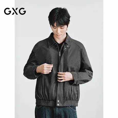 GXG 深灰色水洗感仿麂皮夹克前胸分割设计外套  2025冬季新品图片