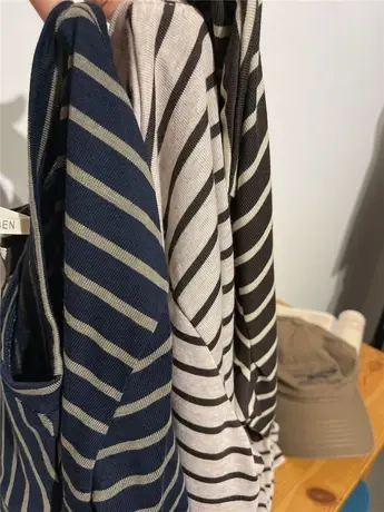 日杂风 经典百搭撞色条纹长袖T恤女2023秋装新款韩版宽松百搭上衣商品大图