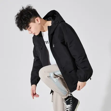 唐狮春季新款男外套休闲连帽宽松男士工装机能潮流男装夹克图片