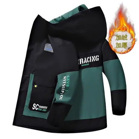 秋冬季新款加绒加厚夹克男2023年韩版男士保暖外套潮流上衣服商品大图