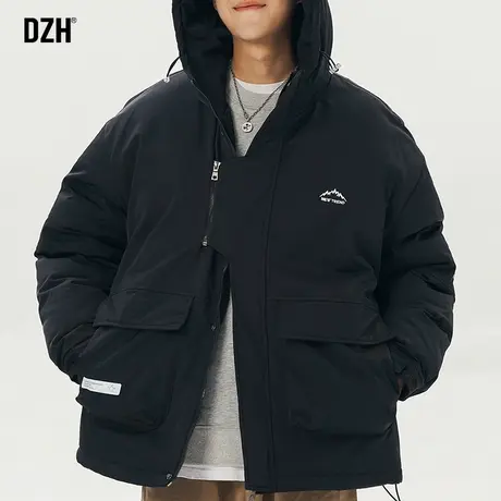 男生工装连帽棉服男款冬季加厚2023年新款美式棉衣外套黑色面包服商品大图