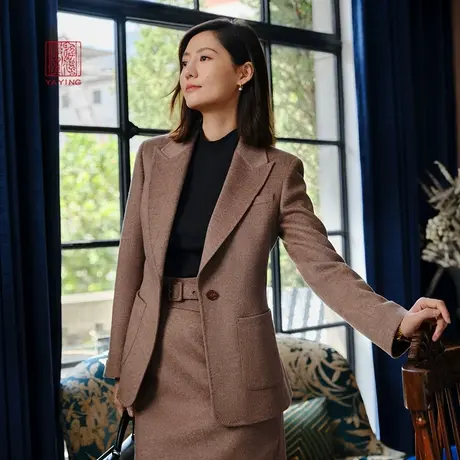 EP雅莹高端系列 优雅绵羊毛一粒扣西装外套 秋冬商场同款1104A商品大图