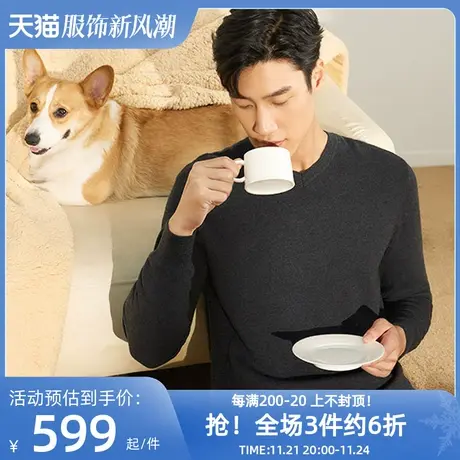 雅戈尔奥莱 男装秋冬季驼绒V领毛衣青年保暖职业上班打底针织衫商品大图